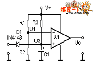 LM324應(yīng)用作單穩(wěn)態(tài)觸發(fā)器電路圖