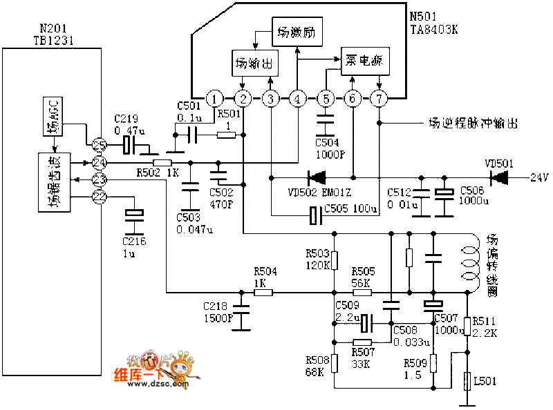 場輸出電路:TA8403電路圖