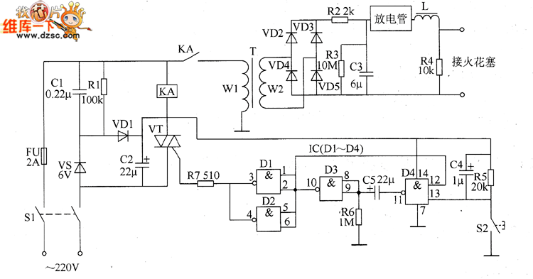 工業(yè)用電子點火器電路圖