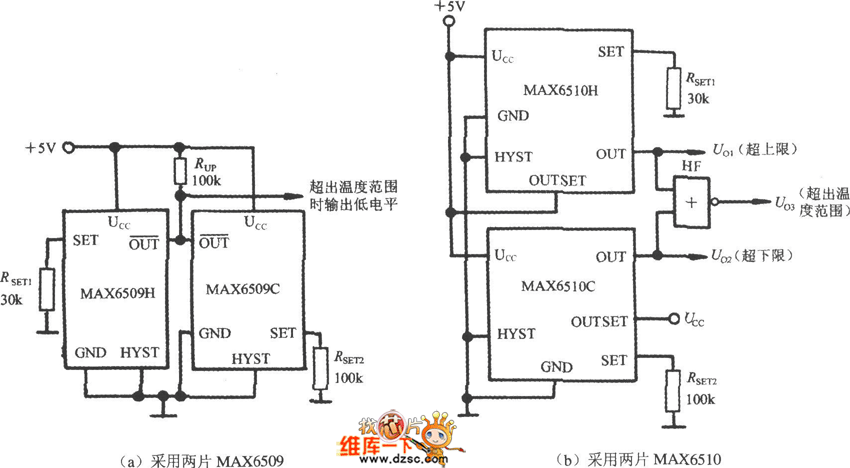 低功耗窗口溫度檢測電路圖