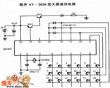 聯(lián)聲AV-2020放大器遙控電路圖