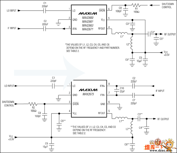 MAX2660, MAX2661應(yīng)用電路圖