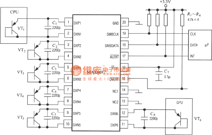 7通道智能溫度傳感器MAX6697的典型應(yīng)用