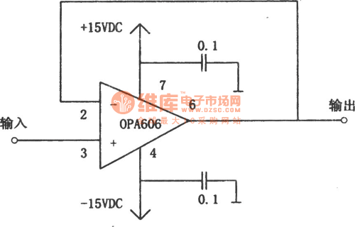 OPA606構成的12MHz寬帶緩沖器