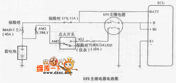 金杯海獅客車EFI主繼電器電路圖