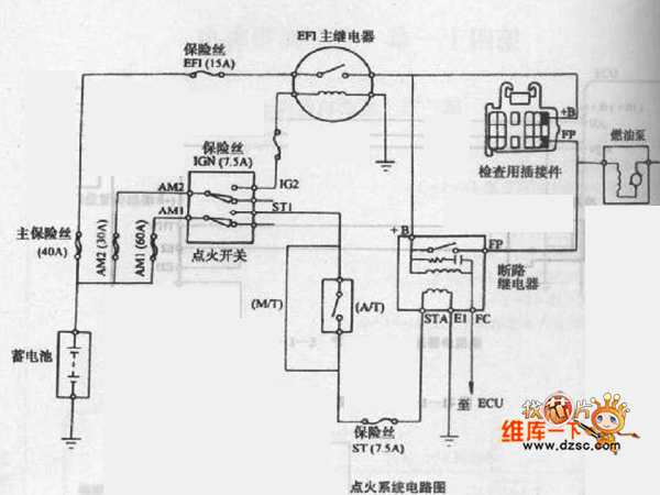 金杯海獅客車點火系統(tǒng)電路圖
