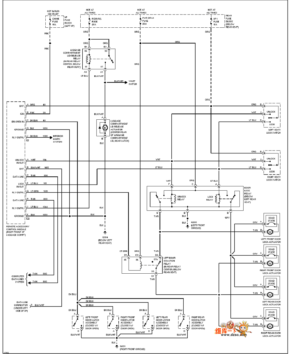 奧茲莫比爾遙控門鎖電路圖