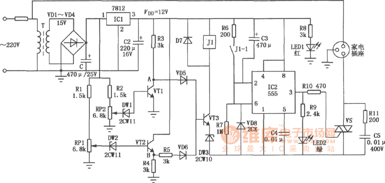 多功能家電保護(hù)電路圖
