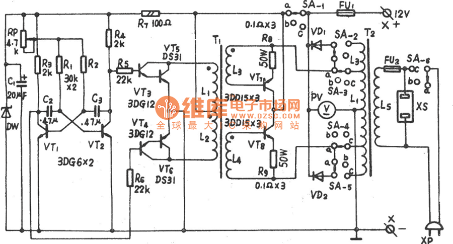 寧波濱海130W應(yīng)急電源電路圖 