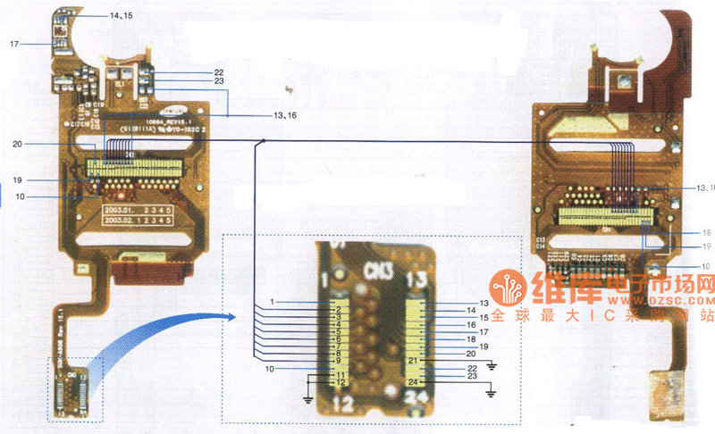 科健K518型手機(jī)排線元件分布圖