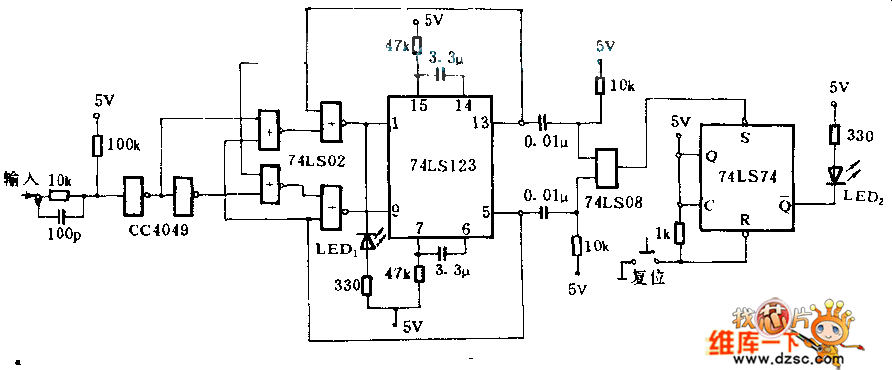 能記憶的邏輯探頭電路圖