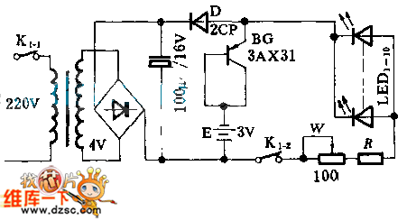 交直流兩用暗室安全燈電路圖