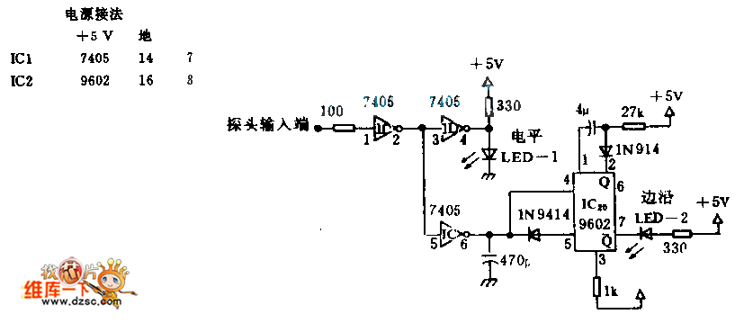 內(nèi)裝邏輯探頭電路圖