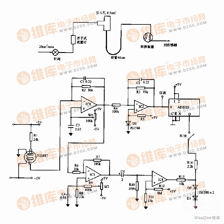 簡易氣體色譜儀的流路系統(tǒng)和電路圖
