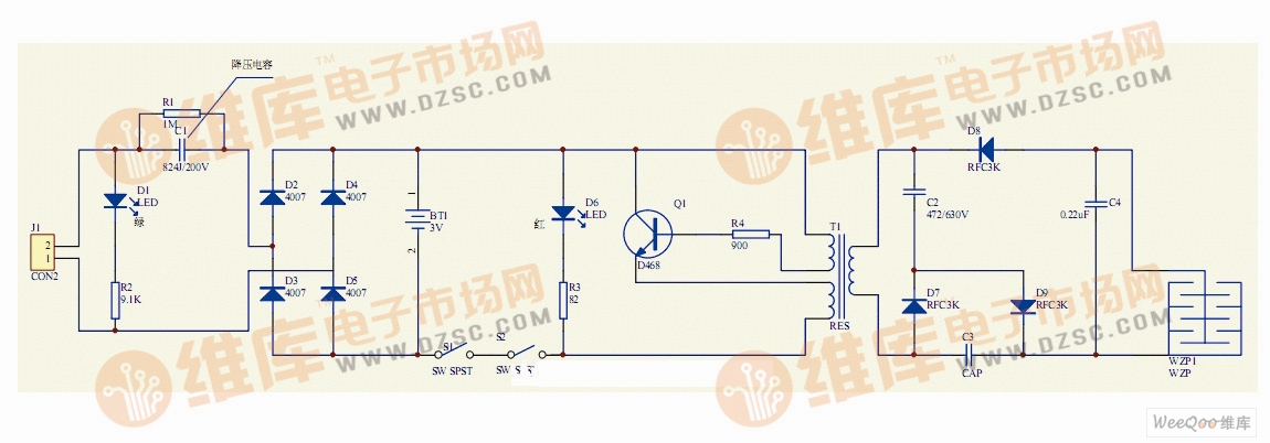 詳解可充電式電蚊拍電路