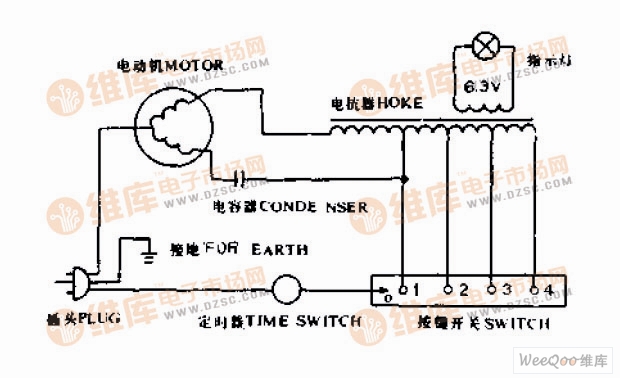 普通電風扇接線電路
