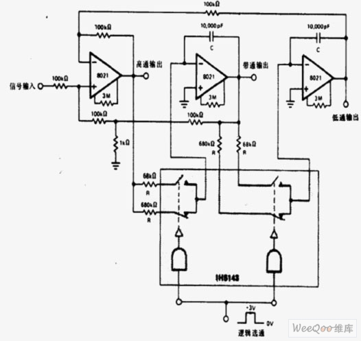 數(shù)字調(diào)諧小功率濾波器電路