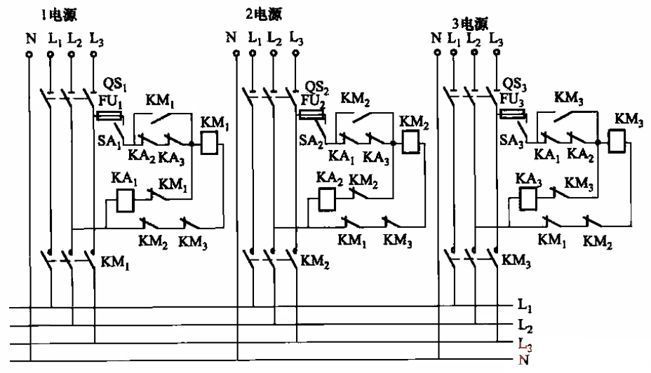 三路電源互備自投電路